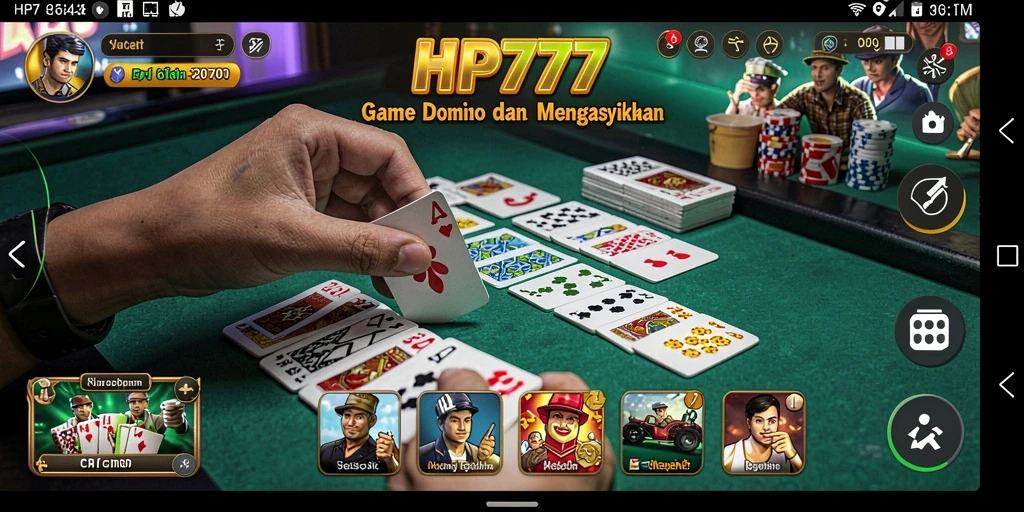 Tampilan gameplay Domino yang menegangkan dan interaktif di HP777.
