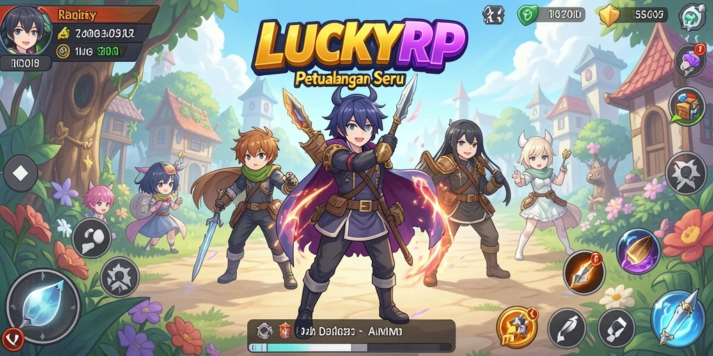 Tampilan menarik dari gameplay LUCKYRP yang penuh aksi dan karakter anime.