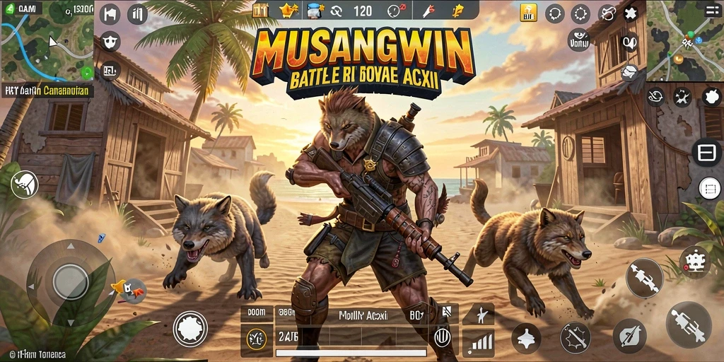 Tampilan menarik dari gameplay Battle Royale di MUSANGWIN.