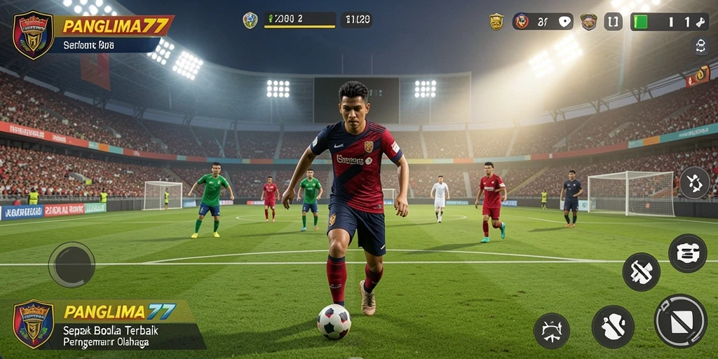 Tampilan gameplay seru dan realistis dari game sepak bola.