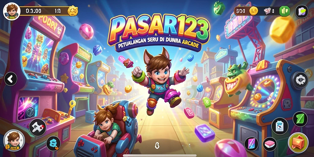 Tampilan menarik dari gameplay PASAR123 dalam arena Arcade.
