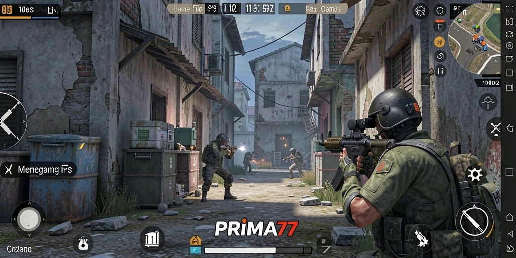 Tangkapan layar menunjukkan aksi intense di PRIMA77 dengan pertempuran seru.