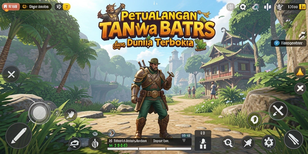 Screenshot RI188 menampilkan arsitektur dan lanskap menakjubkan dari dunia terbuka.
