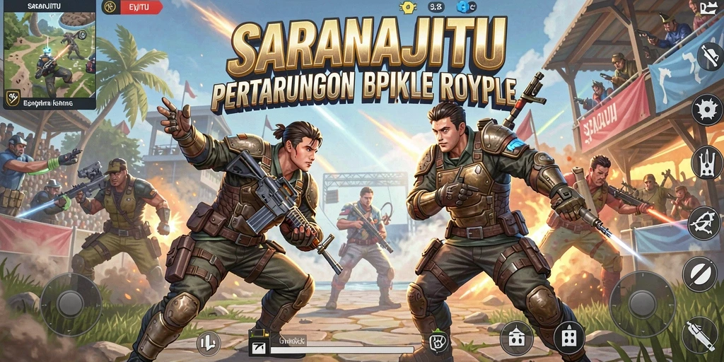 Tampilan aksi seru dalam pertarungan Battle Royale SARANAJITU.