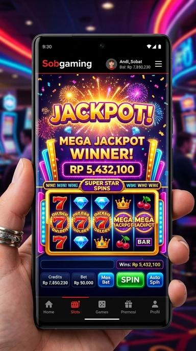Tampilan beranda aplikasi sobatgaming yang menarik.